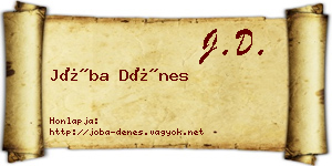 Jóba Dénes névjegykártya
